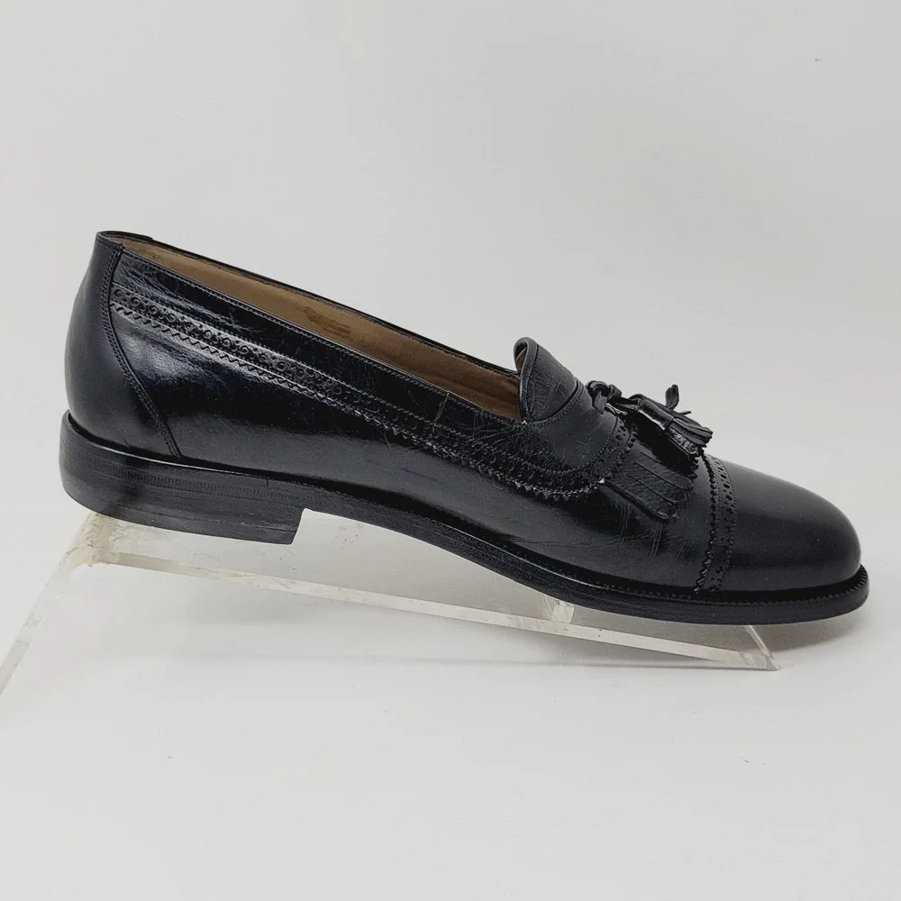 Yanko Espana Mens loafers Sz 8 D Kilti tassel shoes Black Casual Dress spain